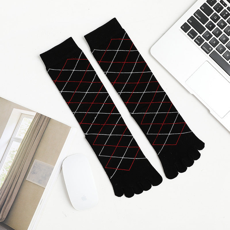 Marvellboss® Falcon -Men's Business High Toe Diamond-shaped Small Dot Vertical Bar Solid Color Socks