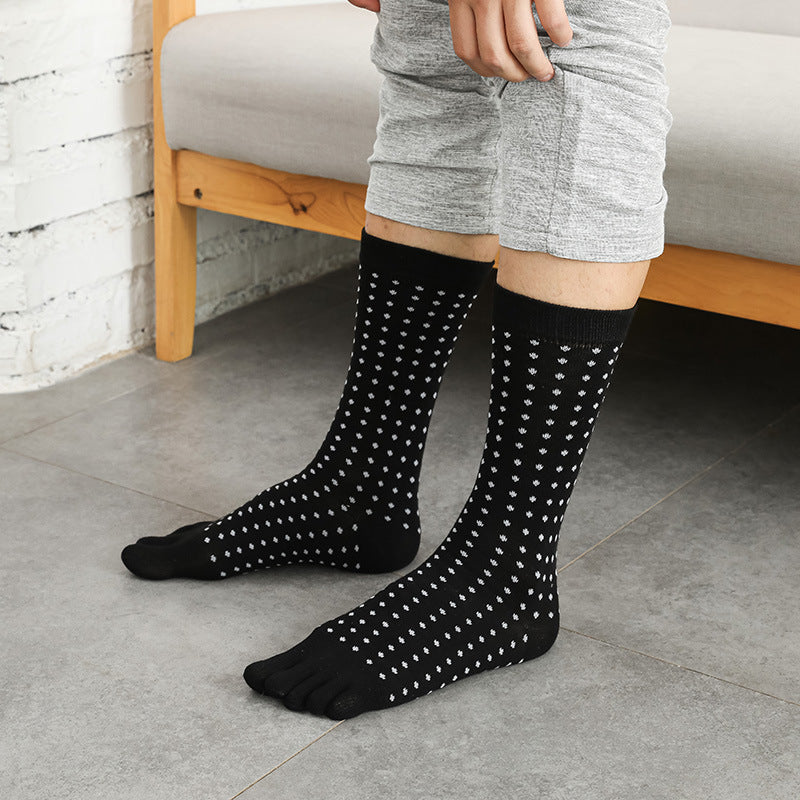 Marvellboss® Falcon -Men's Business High Toe Diamond-shaped Small Dot Vertical Bar Solid Color Socks