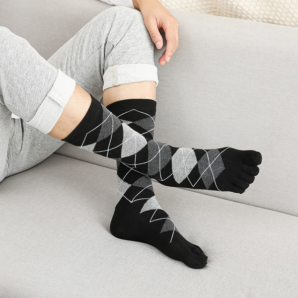 Marvellboss® Falcon -Men's Business High Toe Diamond-shaped Small Dot Vertical Bar Solid Color Socks